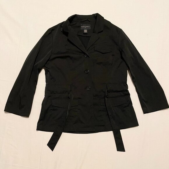 Banana Republic Belted Black Blazer Jacket Womens Size 12 - Picture 1 of 16
